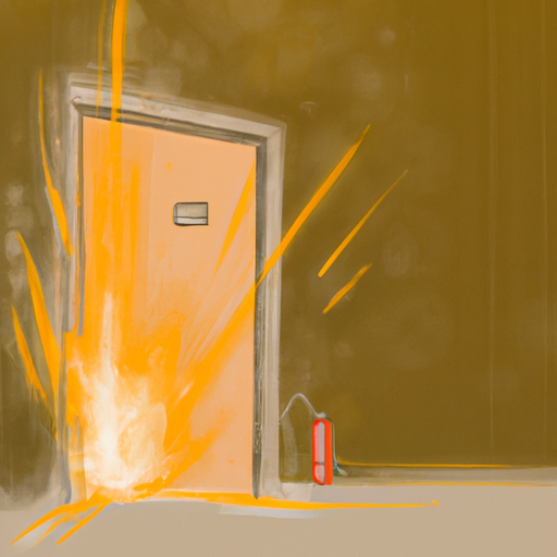 איור של דלת חסינת אש העומדת בפני שריפה מדומה, המדגימה את יעילותה